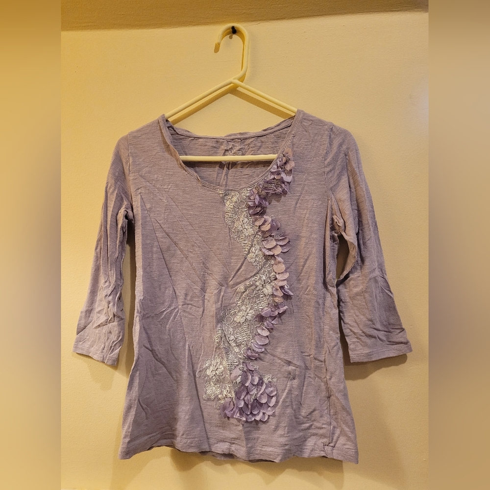 Covington Lilac Floral Accent Blouse